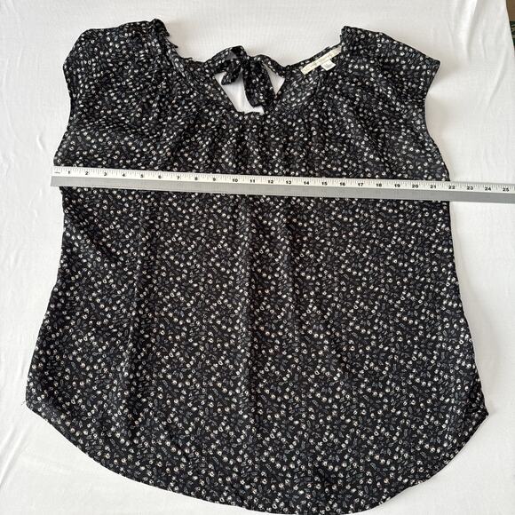 LC Lauren Conrad Satin Floral Back Tie Blouse Women's L Cottagecore Boho Fairy - Picture 8 of 10